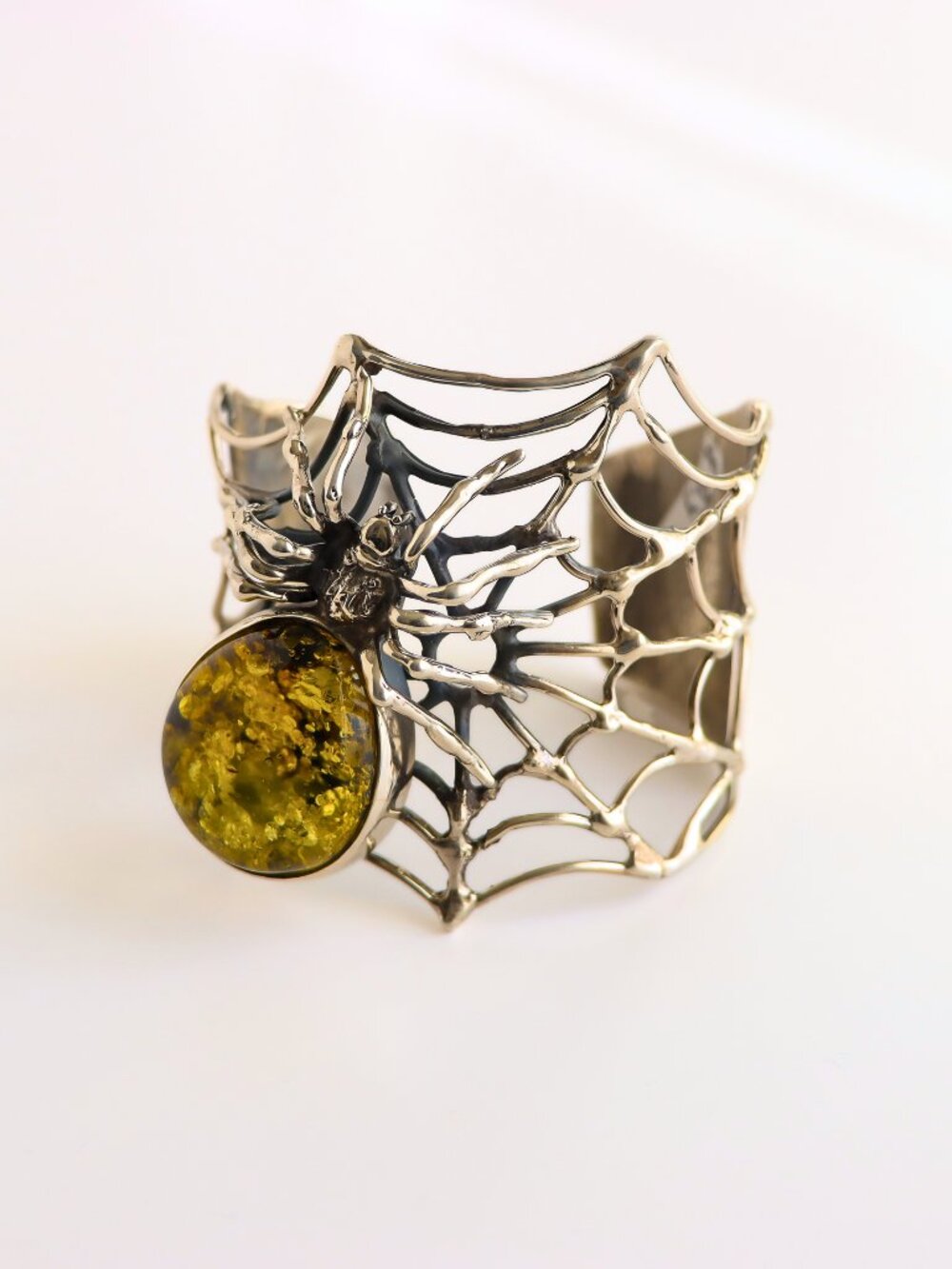 Baltic Amber Spider Bracelet in Sterling Silver